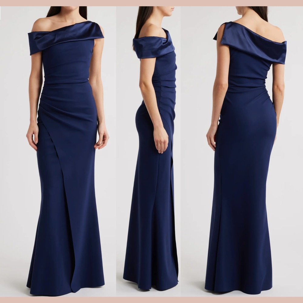 NEW Chiara Boni La Petite [‎ 46 ] Koppany Ruched Off Shoulder Mermaid Gown S2108